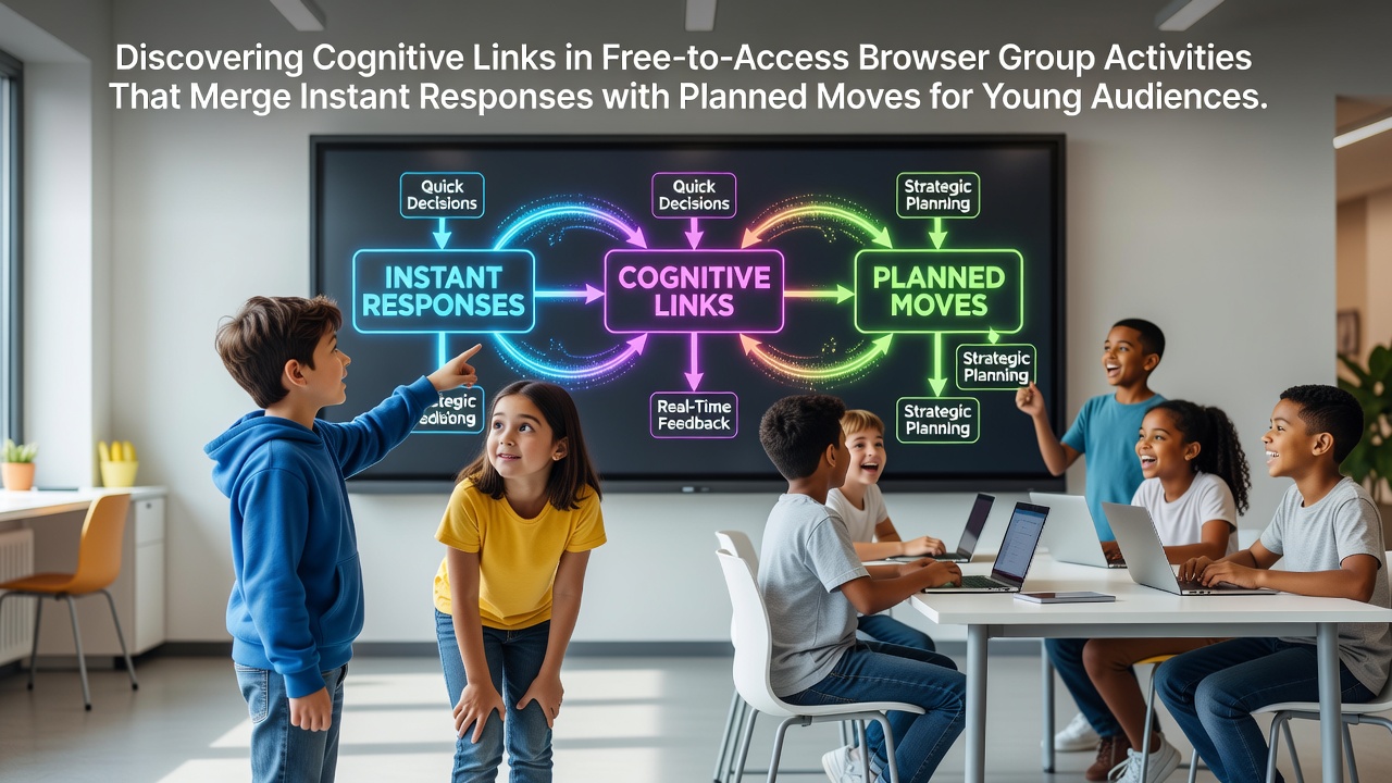 Children collaborating in a browser-based group activity that blends quick reactions with strategic planning
