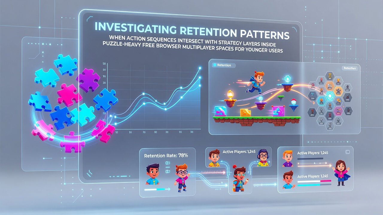 Young players engaged in a browser-based multiplayer puzzle game featuring layered strategy and quick action sequences on a shared screen