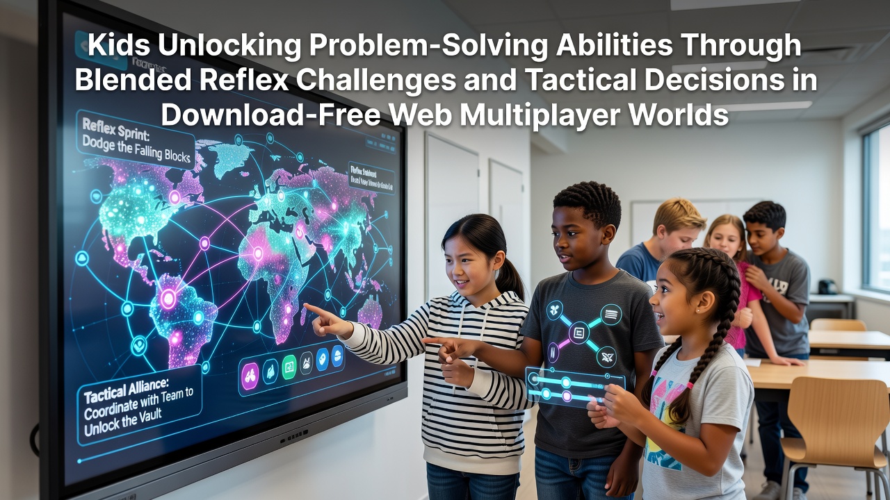 Children collaborating on reflex-based challenges in a browser multiplayer game environment