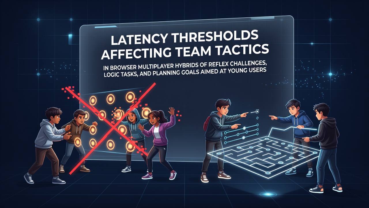 Young players coordinating in a browser-based multiplayer game blending reflex actions with strategic planning elements