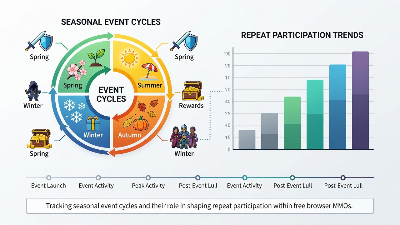 Chart displaying repeat login spikes during seasonal events in browser multiplayer titles for children