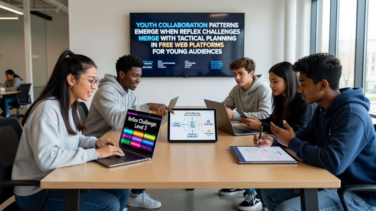 Young players collaborating on a browser-based game that blends quick reflexes with strategic planning